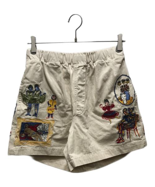 samuel zelig（サミュエル ゼリグ）SAMUEL ZELIG (サミュエル ゼリグ) 刺繍ショートパンツ　ロサンゼルス発　タグ付き　 ベージュ サイズ:Sの古着・服飾アイテム
