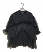 VIVIANOヴィヴィアーノ）の古着「別注 Volume Tulle T-shirt　(別注ボリュームチュールＴシャツ)　34-23-3850-00008-1690　タグ付き　」｜ブラック