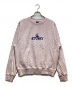 stussyステューシー）の古着「ロゴ刺繍スウェット」｜ピンク