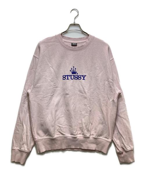 stussy（ステューシー）stussy (ステューシー) ロゴ刺繍スウェット ピンク サイズ:Lの古着・服飾アイテム
