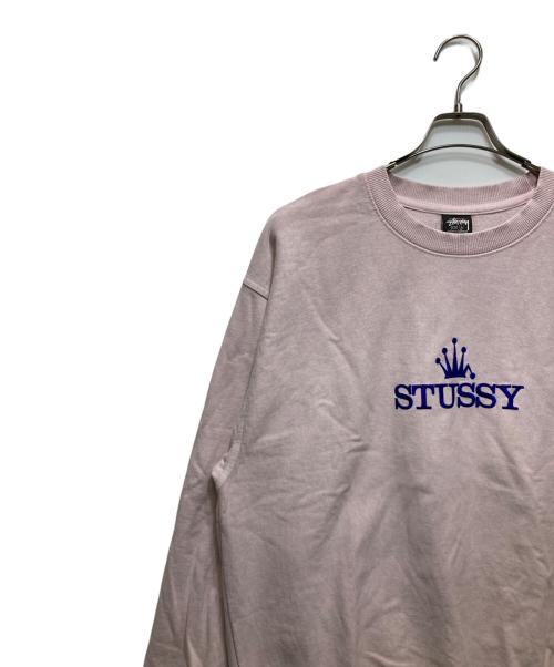 stussy（ステューシー）stussy (ステューシー) ロゴ刺繍スウェット ピンク サイズ:Lの古着・服飾アイテム