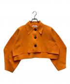ENFOLDエンフォルド）の古着「SOUTIEN COLLAR SHORT CARDIGAN」｜オレンジ