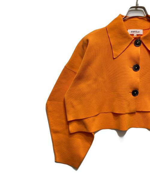 ENFOLD（エンフォルド）ENFOLD (エンフォルド) SOUTIEN COLLAR SHORT CARDIGAN オレンジ サイズ:38の古着・服飾アイテム