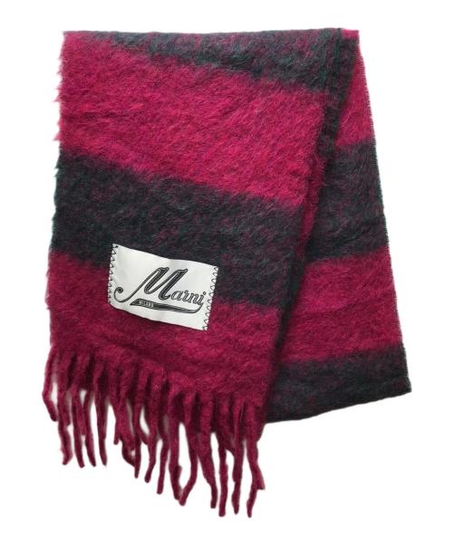MARNI（マルニ）MARNI (マルニ) アルパカ混ボーダーマフラー　イタリア製　　SCMC0069YOUTW937　 ショッキングピンクの古着・服飾アイテム