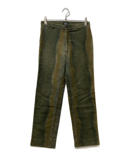 A.P.C.（アーペーセー）A.P.C. (アーペーセー) 00’s CROCODILE BTUSHED COTTON TROUSERS オリーブ サイズ:38の古着・服飾アイテム