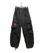 AAKAMアーカム）の古着「98 Knee Pin-Tuck Contrast Cargo Pants（ニーピンタック コントラストカーゴパンツ）/ 韓国ブランド」｜ブラック