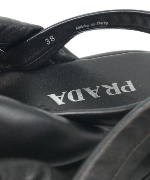 PRADA（プラダ）PRADA (プラダ) ナッパレザープラットフォームサンダル ブラック サイズ:38の古着・服飾アイテム