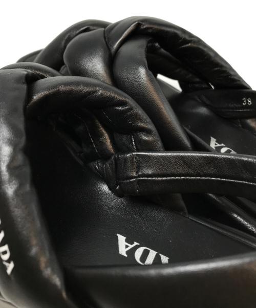 PRADA（プラダ）PRADA (プラダ) ナッパレザープラットフォームサンダル ブラック サイズ:38の古着・服飾アイテム
