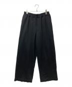 Graphpaperグラフペーパー）の古着「24AW Wool Smooth Flannel Easy Wide Pants (ウールスムースフラネットイージーワイドパンツ）GM244-40011」｜ブラック