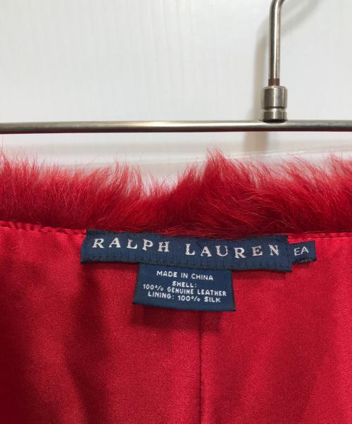 RALPH LAUREN（ラルフローレン）RALPH LAUREN (ラルフローレン) ムートン ショール ケープ レッドの古着・服飾アイテム