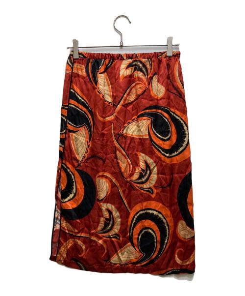 DRIES VAN NOTEN（ドリスヴァンノッテン）DRIES VAN NOTEN (ドリスヴァンノッテン) 総柄シルクスカート レッド サイズ:34の古着・服飾アイテム