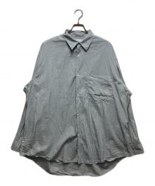 Graphpaper（グラフペーパー）の古着「Broad Stripe L/S Oversized Regular Collar Shirt （ブロードストライプL/Sオーバーサイズレギュラーカラーシャツ）GM223-50065B」｜グリーン×ホワイト