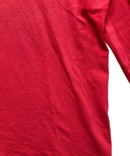 stussy（ステューシー）stussy (ステューシー) ダメージ加工ロングスリーブカットソー /紺ﾀｸﾞ /USA製 レッド サイズ:Mの古着・服飾アイテム
