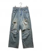 CAMPHOR WOODカンファーウッド）の古着「wide baggy broken denim trousers」｜インディゴ