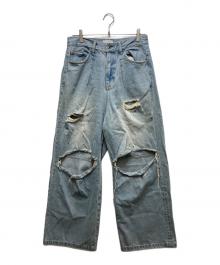 CAMPHOR WOOD（カンファーウッド）の古着「wide baggy broken denim trousers」｜インディゴ