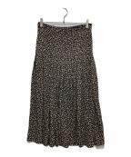 CELINEセリーヌ）の古着「花柄シルク ミディ プリーツ スカート 2J026479K」｜ブラック
