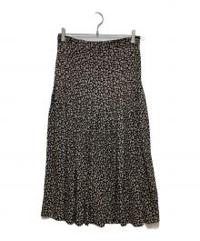 CELINE（セリーヌ）の古着「花柄シルク ミディ プリーツ スカート 2J026479K」｜ブラック