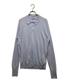 JOHN SMEDLEY（ジョンスメドレー）の古着「シーアイランドコットン ニットポロシャツ イギリス製」｜スカイブルー