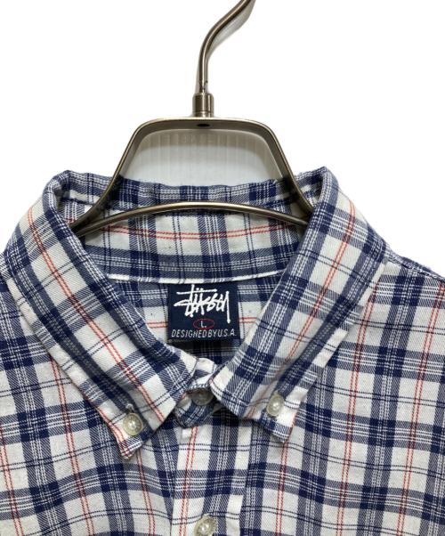 stussy（ステューシー）stussy (ステューシー) チェック柄ボタンダウンシャツ ブルー サイズ:Lの古着・服飾アイテム