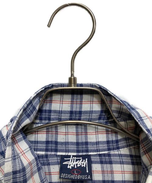 stussy（ステューシー）stussy (ステューシー) チェック柄ボタンダウンシャツ ブルー サイズ:Lの古着・服飾アイテム