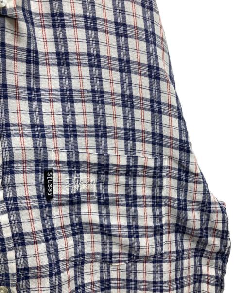 stussy（ステューシー）stussy (ステューシー) チェック柄ボタンダウンシャツ ブルー サイズ:Lの古着・服飾アイテム