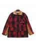anachronorm（アナクロノーム）の古着「襟レザー切替チェックウールジャケット」｜レッド