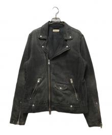 ALL SAINTS（オールセインツ）の古着「デニムシングルライダースジャケット」｜グレー