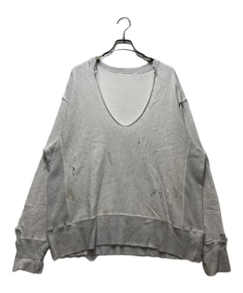ANCELLM（アンセルム）ANCELLM (アンセルム) CRASH CREWNECK SWEAT SHIRT (クラッシュクルーネックスウェットシャツ） ANC-CT17-A グレー サイズ:1の古着・服飾アイテム