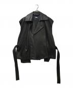 Blanc YMブランワイエム）の古着「Leather Short Trench Vest　 CtheC別注」｜ブラック