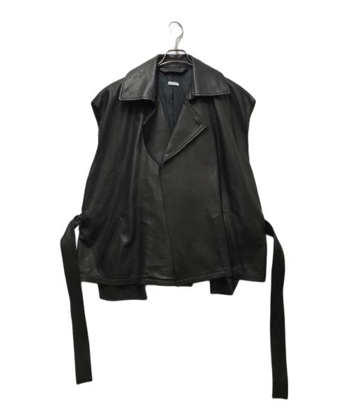 Blanc YM（ブランワイエム）blanc YM (ブランワイエム) Leather Short Trench Vest　 CtheC別注 ブラック サイズ:Sの古着・服飾アイテム