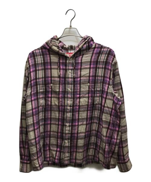 SUPREME（シュプリーム）Supreme (シュプリーム) 24SS Printed Hooded Flannel Shirt（プリンテッドフーデッドフランネルシャツ） パープル サイズ:Sの古着・服飾アイテム