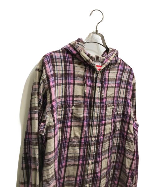 SUPREME（シュプリーム）Supreme (シュプリーム) 24SS Printed Hooded Flannel Shirt（プリンテッドフーデッドフランネルシャツ） パープル サイズ:Sの古着・服飾アイテム