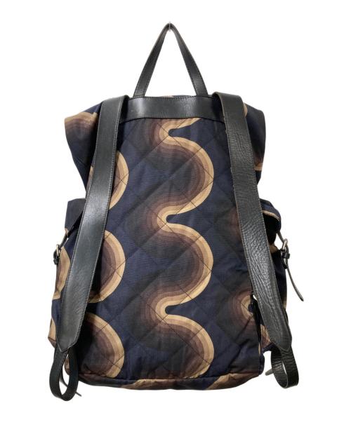 DRIES VAN NOTEN（ドリスヴァンノッテン）DRIES VAN NOTEN (ドリスヴァンノッテン) Verner Panton (ベルナーパントン) ウェーブ柄バックパック ネイビー×ブラウンの古着・服飾アイテム
