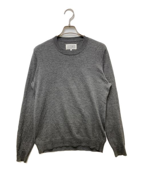 Maison Margiela（メゾンマルジェラ）Maison Margiela (メゾンマルジェラ) エルボーパッチ クルーネックニット　15AW / Martin Margiela 14 チャコールグレー サイズ:Sの古着・服飾アイテム