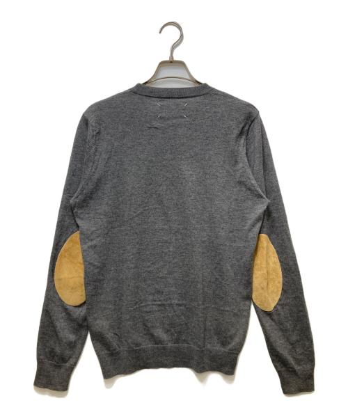 Maison Margiela（メゾンマルジェラ）Maison Margiela (メゾンマルジェラ) エルボーパッチ クルーネックニット　15AW / Martin Margiela 14 チャコールグレー サイズ:Sの古着・服飾アイテム