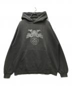 stussyステューシー）の古着「ドラゴンプリント スウェットフーディ / USA製 / 紺タグ」｜グレー