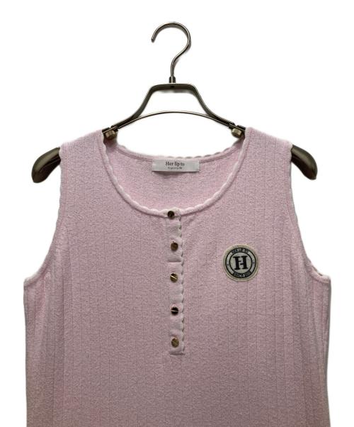 HER LIP TO（ハーリップトゥ）Her lip to (ハーリップトゥ) H Emblem Knit Dress ピンク サイズ:Mの古着・服飾アイテム