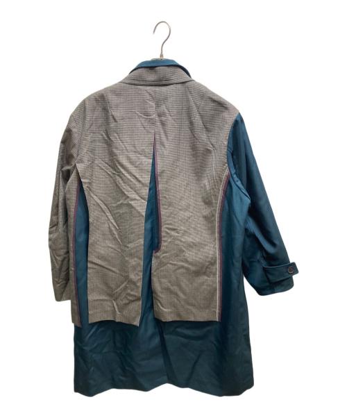 KOLOR（カラー）KOLOR (カラー) Check Paneled Coat ドッキングコート(チェックパターンドコート)　23AW　23WCM-C03106　 ブラウン×グリーン サイズ:2の古着・服飾アイテム