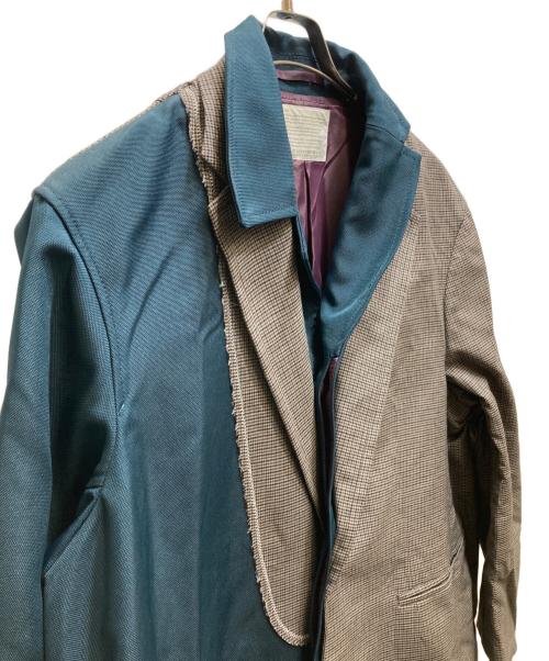 KOLOR（カラー）KOLOR (カラー) Check Paneled Coat ドッキングコート(チェックパターンドコート)　23AW　23WCM-C03106　 ブラウン×グリーン サイズ:2の古着・服飾アイテム