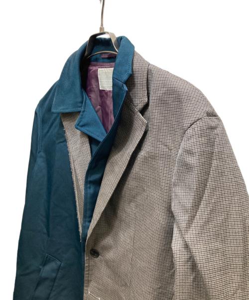 KOLOR（カラー）KOLOR (カラー) Check Paneled Coat ドッキングコート(チェックパターンドコート)　23AW　23WCM-C03106　 ブラウン×グリーン サイズ:2の古着・服飾アイテム