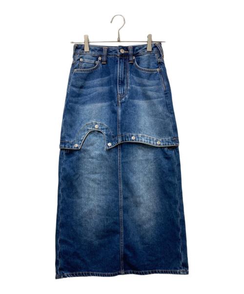 EVISU（エヴィス）EVISU (エヴィス) 2wayロゴプリント ファッションフィット デニムスカート インディゴ サイズ:24の古着・服飾アイテム