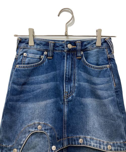 EVISU（エヴィス）EVISU (エヴィス) 2wayロゴプリント ファッションフィット デニムスカート インディゴ サイズ:24の古着・服飾アイテム