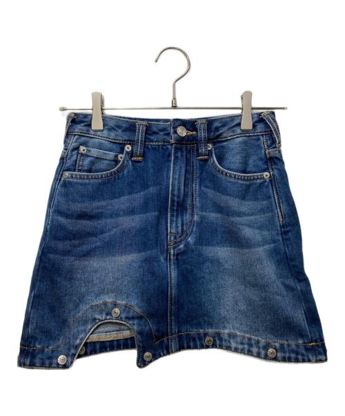 EVISU（エヴィス）EVISU (エヴィス) 2wayロゴプリント ファッションフィット デニムスカート インディゴ サイズ:24の古着・服飾アイテム