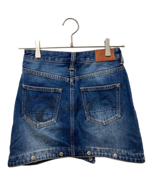EVISU（エヴィス）EVISU (エヴィス) 2wayロゴプリント ファッションフィット デニムスカート インディゴ サイズ:24の古着・服飾アイテム