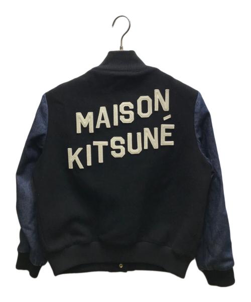 maison kitsune（メゾンキツネ）MAISON KITSUNE (メゾンキツネ) デニム切替スタジャン　KWL-0455-B ブラック サイズ:Mの古着・服飾アイテム
