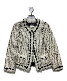 CHANEL（シャネル）の古着「シルク混ツイード ノーカラージャケット」｜ホワイト