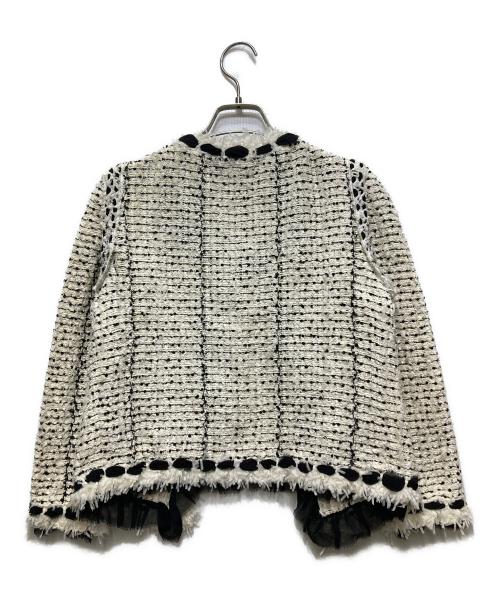 CHANEL（シャネル）CHANEL (シャネル) シルク混ツイード ノーカラージャケット ホワイト サイズ:38の古着・服飾アイテム