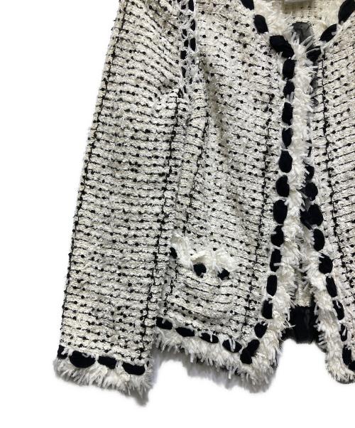 CHANEL（シャネル）CHANEL (シャネル) シルク混ツイード ノーカラージャケット ホワイト サイズ:38の古着・服飾アイテム