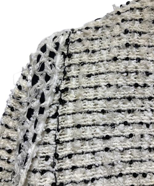 CHANEL（シャネル）CHANEL (シャネル) シルク混ツイード ノーカラージャケット ホワイト サイズ:38の古着・服飾アイテム