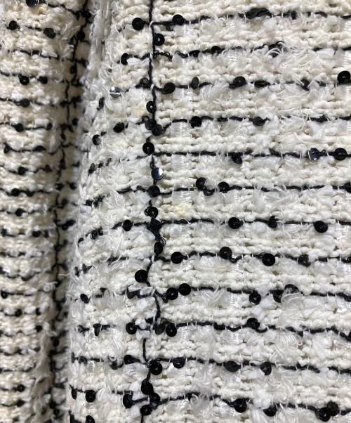 CHANEL（シャネル）CHANEL (シャネル) シルク混ツイード ノーカラージャケット ホワイト サイズ:38の古着・服飾アイテム